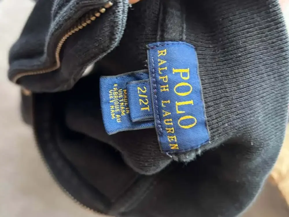 Polo Ralph Lauren Kids 2T Black Ribbed Cotton 1/4 Zip Pullover Sweater
